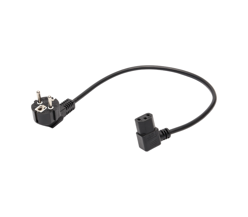 JT008/FY003 + ST3W 16A 250V Steker Siku 90 Derajat Tiga Pin Standar Eropa dengan Konektor IEC C13 90 Derajat
