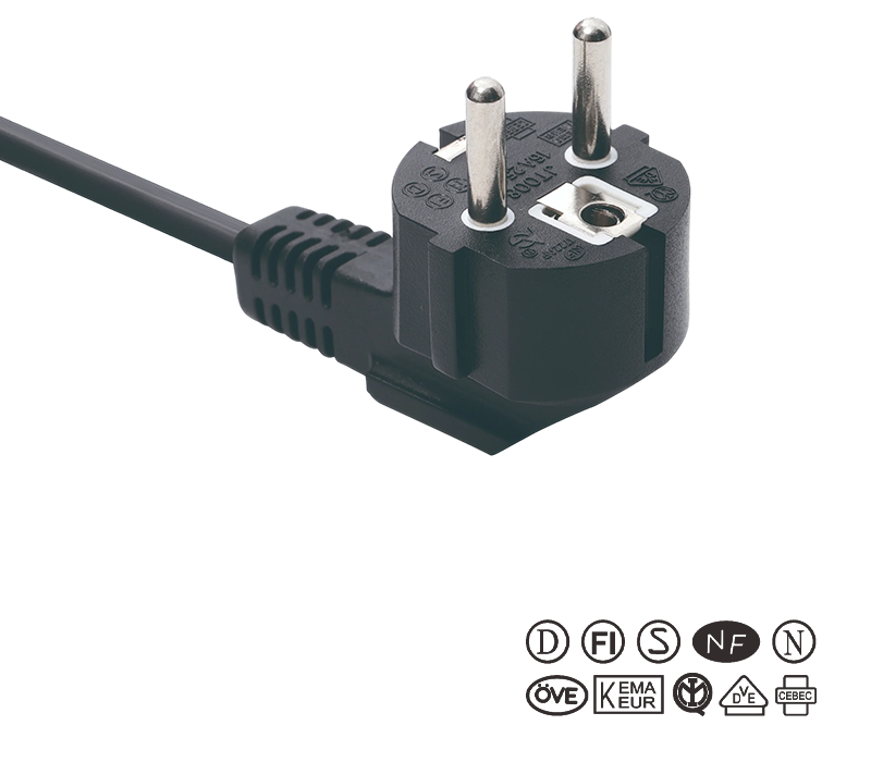 JT008/FY003 16A 250V Steker Siku 90 Derajat Tiga Pin Standar Eropa