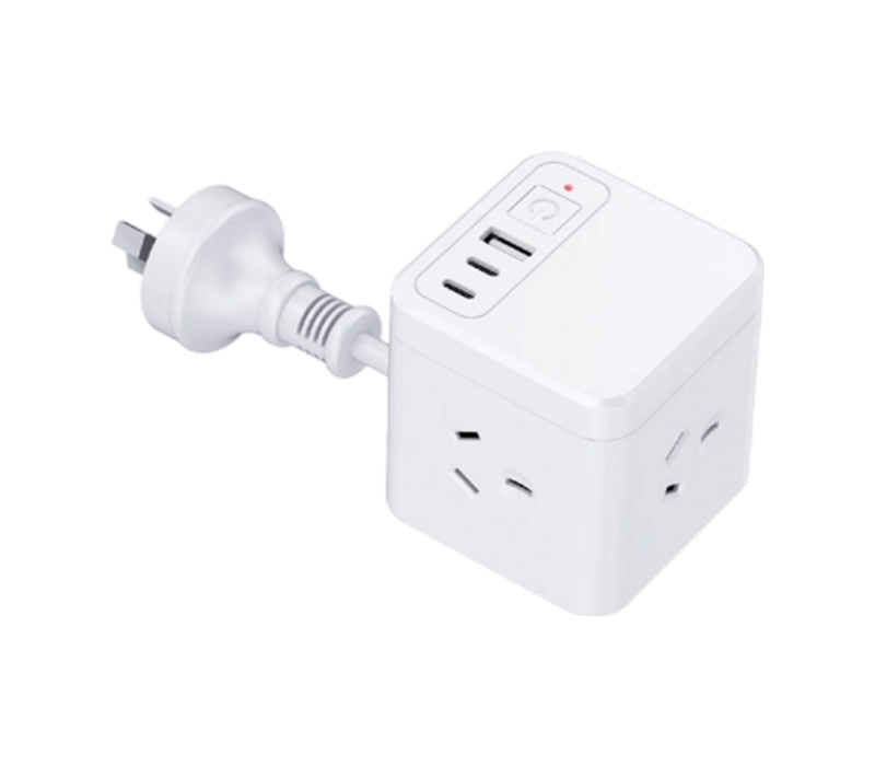 Strip Daya Kubus Berkabel AU10 dengan 3 Outlet Bergaya Australia