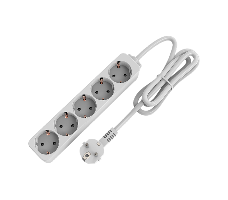 E09-5 Power Strip Bergaya Eropa dengan Lima Outlet